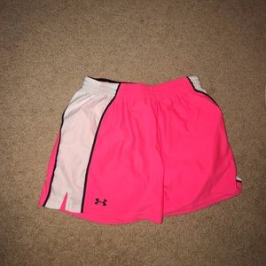 Pink and White Under Armour Shorts